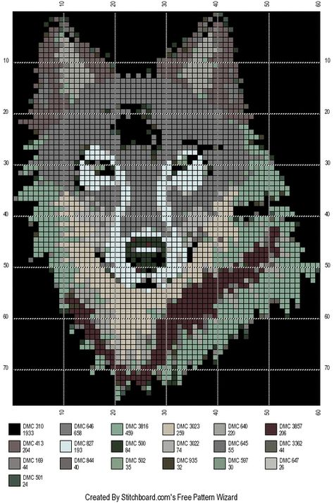 Wolf cross stitch                                                                                                                                                                                 More Wolf Cross Stitch Pattern Free, Wolf Cross Stitch, Silhouette Chat, Wolf Pattern, Modele Pixel Art, Animal Cross Stitch Patterns, Mini Cross Stitch, Beaded Cross Stitch, Pixel Art Pattern