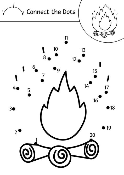 Camping Crafts Preschool, Outdoor Kindergarten, Camping Activites For Kids, Connect The Dots Game, Camping Preschool, Camping Theme Preschool, Camping Crafts For Kids, Color Activity, Camping Coloring Pages