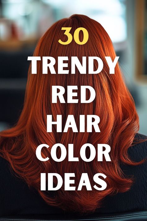 Sleek, shiny, vibrant red hair with soft curls at the ends. Red Hair Color Bright, Shades Red Hair, Hair Color Ideas With Blonde, Blonde Highlights Red Hair, Trendy Red Hair, Best Red Hair Color, Hair Color Ideas With Highlights, Highlights Red Hair, Aesthetic Red Hair