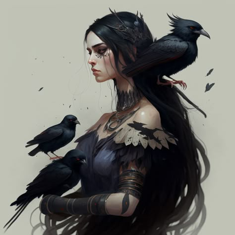 Goddess Art, Witch Aesthetic, Fantasy Aesthetic, Realistic Art, Arte Fantasy, Fantasy Inspiration, Fantastic Art, Beauty Art, Crows