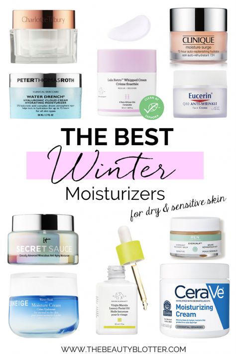 THE BEST WINTER MOISTURIZERS FOR DRY, SENSITIVE SKIN Best Moisturiser, Moisturizers For Dry Skin, Winter Moisturizer, Antiaging Skincare, Winter Skin Care Routine, Moisturizer For Sensitive Skin, Clinique Moisture Surge, Clinique Moisturizer, Proper Skin Care