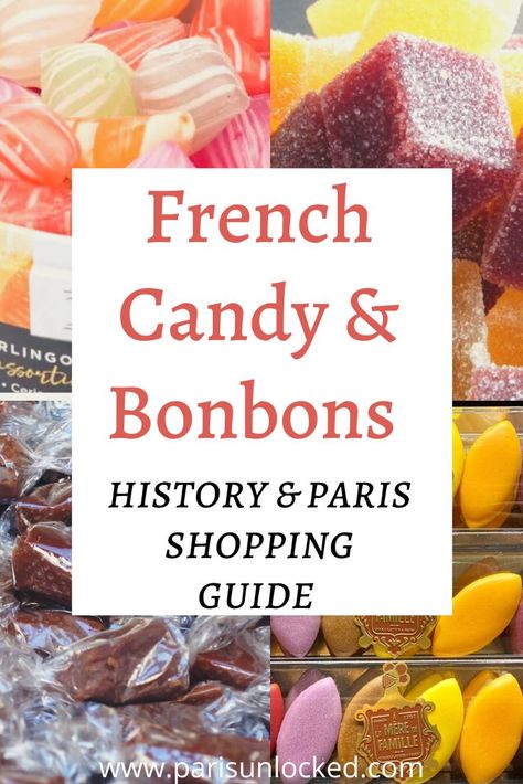 The history of #French #candy and #bonbons is a long and sweet one.🍬From salted butter #caramels to striped hard candies called #berlingots, France produces some of the world's finest #candies and #confiserie. Read all about the history here, then find a list of some of the best #candyshops in #Paris. #candyshops #frenchfood #candypictures #frenchcandy #bonbon #foodhistory French Candy, Bon Bon Candy, Candy Shops, Candy Pictures, Desserts Snacks, French Recipes, French Christmas, French History, Paris Shopping