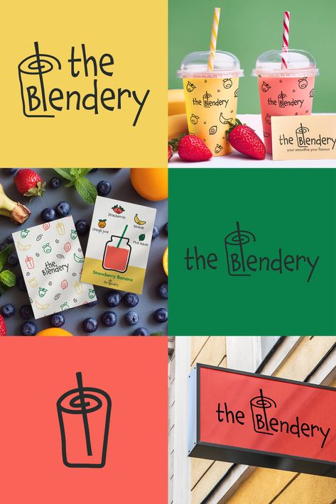 Modern Logo design featuring a smoothie cup

Discover the vibrant visual identity of The Blendery, a smoothie brand. I created a logo, color palette, and brand pattern design that features simple fruit illustrations that capture the essence of freshness. 

Franzi Speer | Graphic Design | Pattern Design | Mockups Smoothie Graphic Design, Smoothie Brand Design, Smoothie Logo Design, Smoothie Branding, Juice Logo Design, Smoothie Logo, Smoothie Brand, Brand Pattern Design, Juice Logo