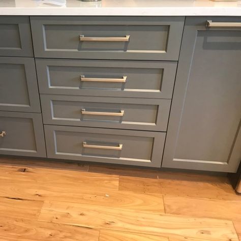 Westchester Gray SW 2849 - Historic Color Paint Color - Sherwin-Williams Ghosted Sherwin Williams, Westchester Gray, Basement Tile, Sherwin Williams Paint Gray, Things Paint, Gray Cabinet Color, Winding River, Серая �Кухня, Dark Grey Kitchen