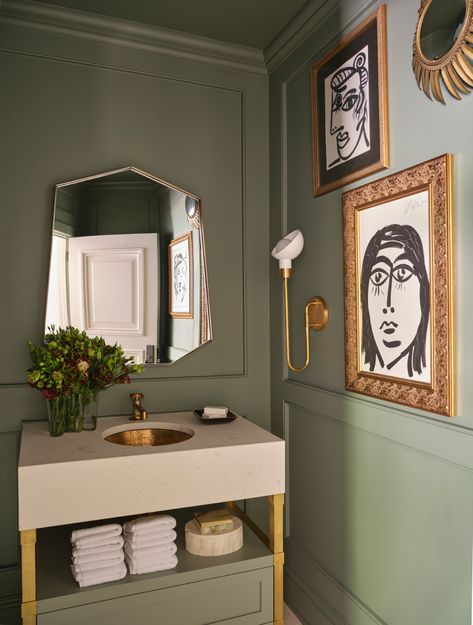 West Andrews • Melanie Turner InteriorsMelanie Turner Interiors Melanie Turner, Melanie Turner Interiors, Powder Room, Room Inspo, Framed Bathroom Mirror, Interior And Exterior, Family Room, Bathrooms, Bathroom Mirror