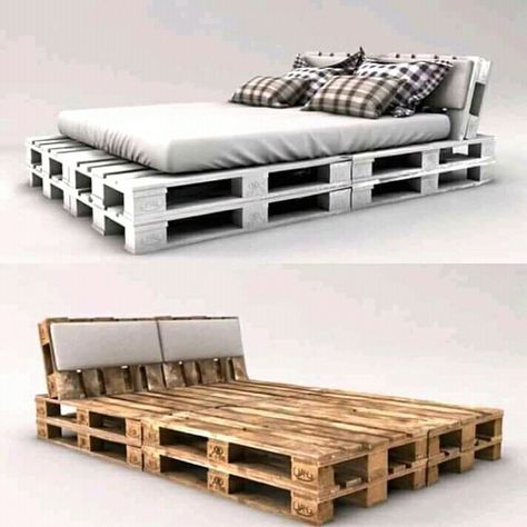 Pallet Bed Ideas, Pallet Bed Frame Diy, Wooden Pallet Beds, Pallet Bed Frames, Pallet Bed Frame, Simple Bed Designs, Western Bedroom Decor, Diy Pallet Bed, Pallet Furniture Designs