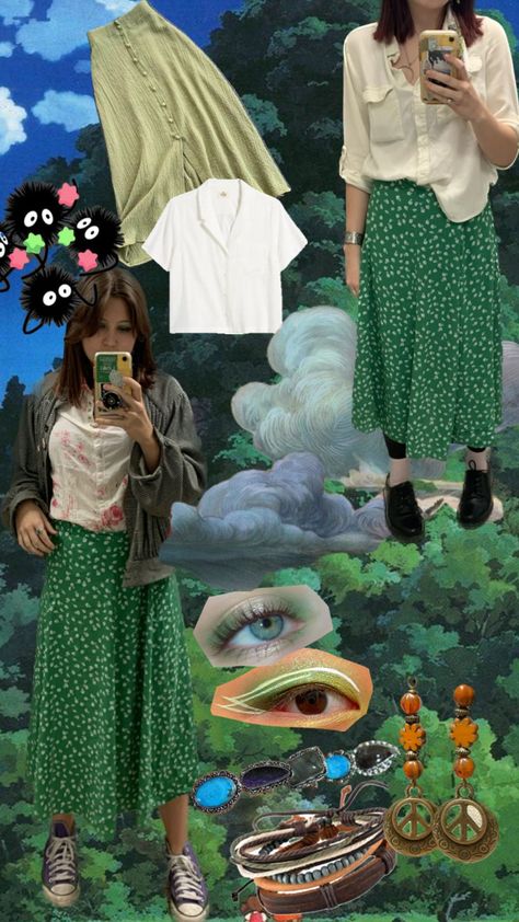 studio ghibli outfits Ghibli Core Aesthetic, Ghibli Core Outfit, Ghiblicore Outfits, Studio Ghibli Outfits, Ghibli Outfits, Ghibli Core, + Core + Aesthetic, Clothes Ideas, Inspired Dress