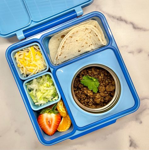 Taco Lunch Box Ideas, Omiebox Lunch Ideas For Kids, Omie Box Lunch Ideas Kids, Kids Omie Box Lunch Ideas, Omni Box Lunch Ideas, Bentgo Box, Bento Box For Kids, Bento Box Lunch For Kids Picky Eaters, Omie Box Lunch For Kids