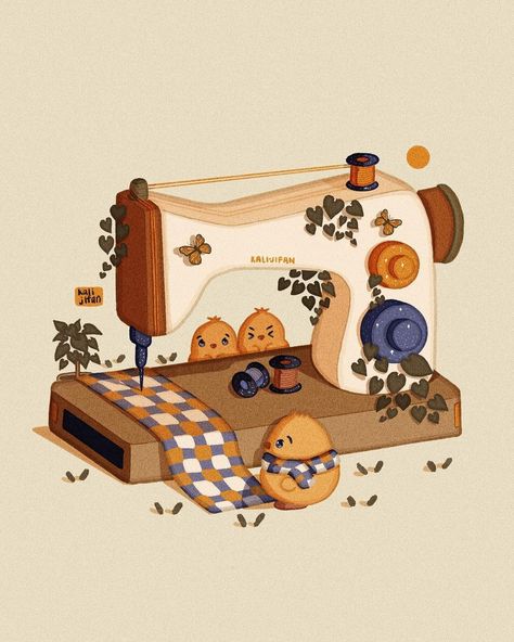 Rakel Sablon, Sewing Machine Drawing, Sewing Atelier, Sewing Clipart, Bird Doodle, Sewing Logo, Instagram Design Creative, Fashion Poster Design, Old Sewing Machines