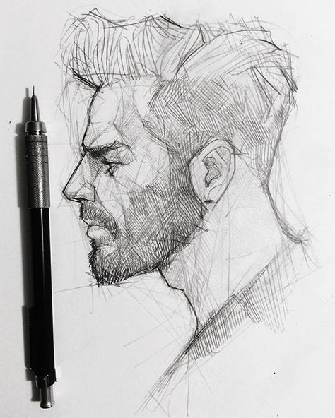 WEBSTA @maloart ✍️ tag your bearded friend! Side Profile Head, Boy Side Profile, Best Mechanical Pencil, Drawing Hair, Drawing Faces, Puffy Paint, Art Disney, Tattoo Life, Mechanical Pencil