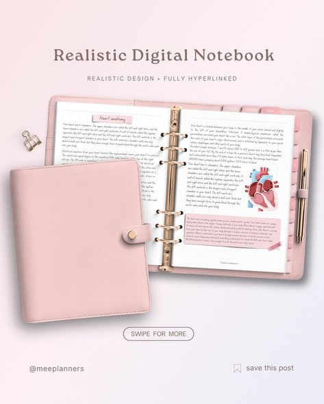 Now Available ✦ Realistic Digital Notebooks💗🥹 I poured my heart into these new notebook and I really hope you love them ✨ 📓Stay organized andTrack your progress with realistic 12 tabs digital notebook. Perfect for college students, professionals, or anyone seeking a versatile and convenient way to capture ideas. ✍🏻Personalize your digital workspace with 24 paper templates, including lined, grid, dot grid, Cornell notes, and more! Tailor your notebook to suit your unique style and preference... Aesthetic Productivity, Digital Workspace, Cornell Notes, Pink Notebook, Planner Business, Digital Notebook, Dot Grid, Digital Notebooks, Product Ideas