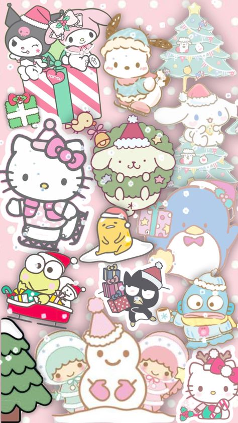 #sanriochristmas #sanrio #christmas #pastel #pink #hellokitty #wallpaper #cute #myfirstshuffle Cute Christmas Wallpaper Sanrio, Sanrio Holiday Wallpaper, Hello Kitty Christmas Widget, Winter Shuffle, Christmas Wallpaper Sanrio, Pfp Hello Kitty Matching, Hello Kitty Wallpaper Christmas, Sanrio Christmas Wallpaper, Christmas Wallpaper Kawaii