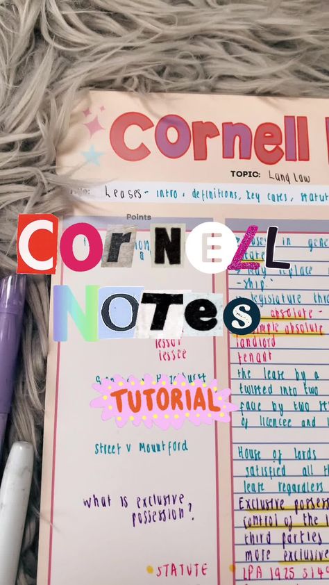 Cornell Notes Aesthetic, Notes Methods, Notes Tutorial, Cornell Method, Middle School Survival, Middle School Hacks, Notes School, School Life Hacks, Organization Notes