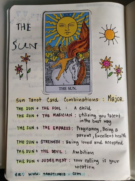 Tarot Journal Ideas, Tarot Notes, Sun Tarot Card, Tarot Guidebook, Tarot Reading Spreads, Tarot Interpretation, The Sun Tarot Card, Tarot Cards For Beginners, The Sun Tarot