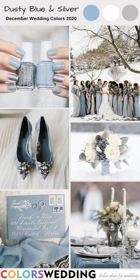 Winter Wedding Blue And Silver Decor, French Blue Winter Wedding, Dusty Blue Silver Wedding, Baby Blue Wedding Theme, Silver Table Runner, December Wedding Colors, Grey Winter Wedding, Wonderland Wedding Decorations, Silver Winter Wedding