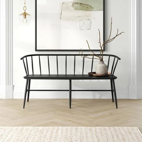 Joss & Main Armondo Solid Wood Bench | Wayfair Arizona Front Yard, Black Entryway Bench, Narrow Bench, Door Bench, Bench Entryway, Solid Wood Benches, Farmhouse Bench, Ship Decor, Metal Bench