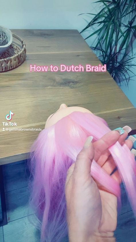 How To Dutch Braid | How to Dutch Braid 🤍 Lots still can't do it, so I've pinched Marnies training head as it's lighter in colour for you to see 🤞🏻 | By Gemma Browns Braids Pink House Interior, Color Braids, Dutch Braids, Dollar Tree Decor, Pink House, Dutch Braid, Pink Houses, Tree Decor, Fine Hair