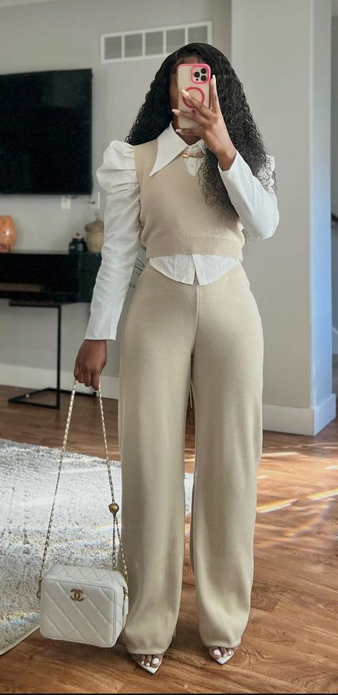 Cream Jumpsuit Outfit, Cute Office Outfits, Cream Jumpsuit, One Piece Jumpsuit, Elevated Casual, Jumpsuit Outfit, Work Work Work, Outfit Classy, Simple Chic