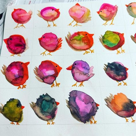 Watercolor Blob Art, Blob Animals, Watercolor Creatures, Quirky Watercolor, Teenage Art, Blob Painting, Doodle Animals, Quirky Birds, Animal Inspiration