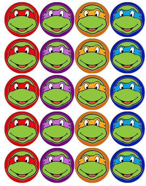 Ninja Turtles Printables, Ninja Turtle Cake Topper, Ninja Cupcakes, Ninja Turtle Birthday Cake, Ninja Turtle Mask, Ninja Turtle Cupcakes, Toppers Cupcakes, Mutant Ninja Turtles Party, Tmnt Birthday