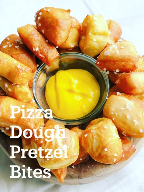 Easy Pretzel Bites Pizza Dough, Soft Pretzels Made From Pizza Dough, Pilsbury Pizza Dough Ideas, Pizza Dough Pretzel Bites, Pizza Dough Pretzels, Early Breakfast, Pretzel Bites Recipes, Pretzel Dough, Easter Food Appetizers