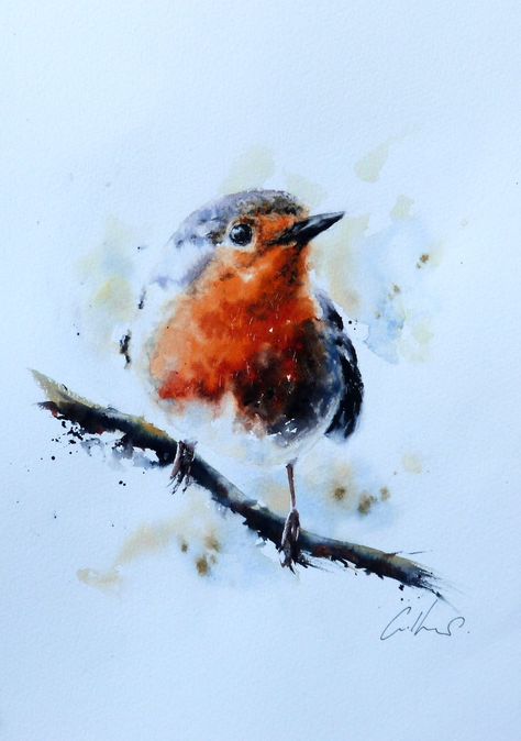 Robin Watercolour, Watercolour Robin, Photo Repair, Isle Of Mull, Bird Watercolor Paintings, Watercolor Art Paintings, Christmas Painting, Original Watercolor Art, Uk Artist