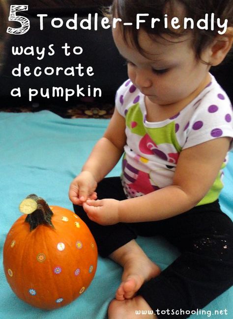 5 Toddler-friendly ways to decorate a pumpkin Ways To Decorate A Pumpkin, Decorate A Pumpkin, Halloween Toddler Party, Halloween Crafts For Toddlers, Labu Halloween, Toddler Fall, Pumpkin Party, Toddler Halloween, Halloween Crafts For Kids