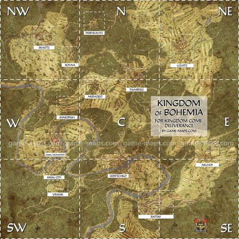 World Map of medieval Bohemia for Kingdom Come Deliverance (KCD) Video Game. Kingdom Of Bohemia, Kingdom Come Deliverance, Map Games, Kingdom Come, Fantasy Setting, Game Guide, Fantasy Map, Fantasy Inspiration, Home Brewing