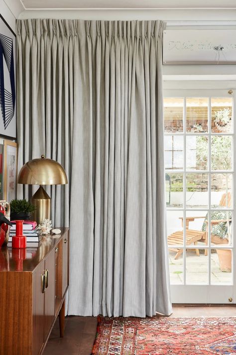 Shop our Range of Made to Measure Pinch Pleat Curtains. Full Measuring & Fitting Service Included. Book a FREE In-Home Design Appointment or Order Free Samples Now! Blind Ideas, New House Living Room, Pleat Curtains, Pinch Pleat Curtains, Nursery Curtains, Voile Curtains, Fabric Blinds, Grey Curtains, Beautiful Curtains