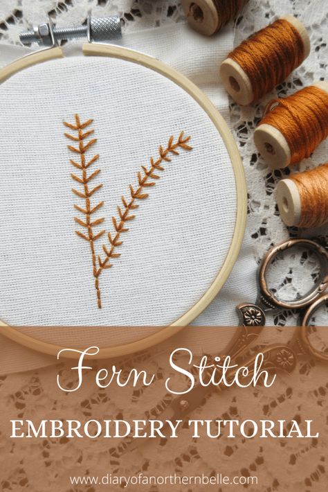 Fern Stitch Embroidery Tutorial - The Diary of a Northern Belle Fern Stitch Embroidery, Fern Stitch, Fern Embroidery, Embroidery Stitch, Embroidery Tutorial, The Diary, Black Beaded Jewelry, Pull Through, Stitch Embroidery