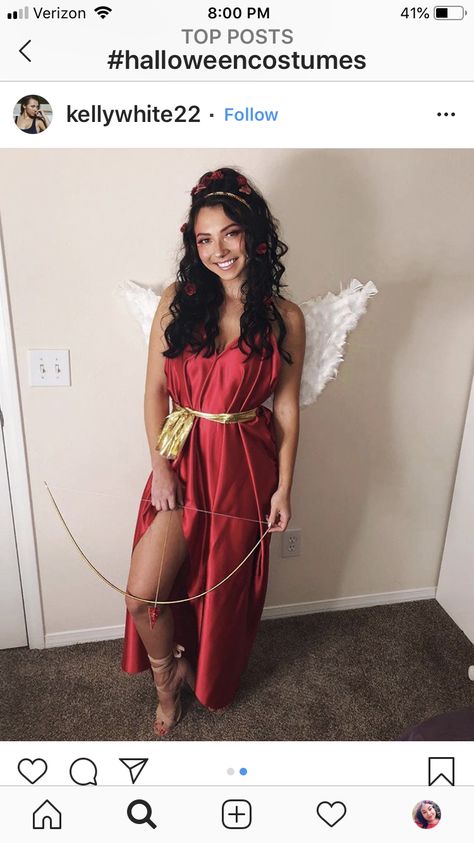 Amor Costume, Cupid Costume Diy, Cupid Costume Ideas, Cupid Costume, Halloween Coustumes, Red Dress Costume, Red Costume, Fun Halloween Decor, Halloween Costume Outfits