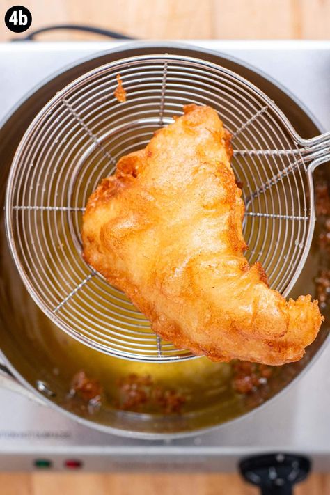 How to beer batter and fry fish. Simple and delicious beer battered cod or haddock made with a juicy, New England Style IPA. Fish and chips recipe #seafoodrecipes #fishandchips #friedfish #beerbatteredfish Cod And Chips, Cod Fish And Chips Recipe, Fried Haddock Recipes Fish Fry, Fish And Chips Batter, Pescatarian Dishes, Beer Battered Fish Recipes, Fish And Chips Recipe, Beer Battered Cod, Battered Cod