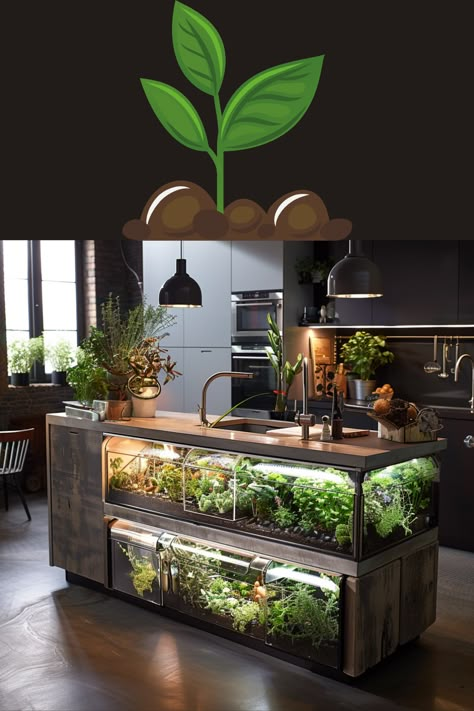 Infuse your kitchen with the refreshing charm of terrarium kitchen islands! 🌿✨ Explore these nature-inspired designs for a touch of greenery in your home. #TerrariumDecor #KitchenIslands #HomeInspiration #GreenLiving #InteriorStyling Hydroponics Design, Tea Factory, Agriculture Projects, Hydroponic Farming, Kitchen Plants, Green Houses, Kitchen Island Decor, Terrarium Decor, Beautiful Home Designs