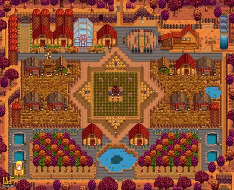 Stardew Valley Standard Farm Layout Year 2, Stardew Valley Farm Layout Junimo Hut, Sdv Farm Layout Standard, Standard Farm Layout Stardew, Stardew Valley Standard Farm Layout, Stardew Valley Farm Layout Standard, Stardew Farms, Stardew Valley Farms, Stardew Valley Layout