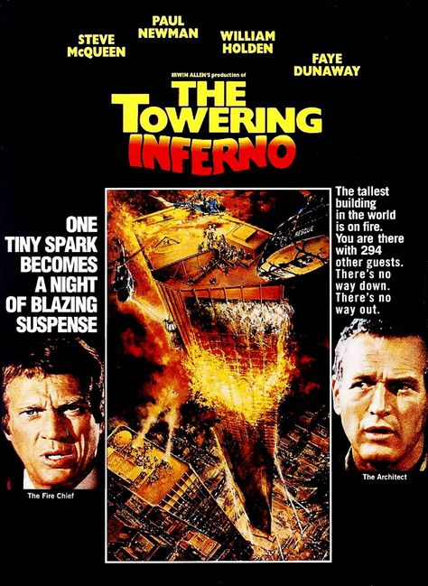 The Towering Inferno (1974) Dabney Coleman, The Towering Inferno, Robert Vaughn, Disaster Movie, Richard Chamberlain, Jennifer Jones, Faye Dunaway, Fred Astaire, Paul Newman