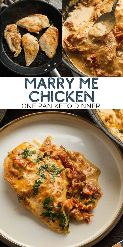 This Marry Me Chicken is an impressive one-pan keto dinner that is restaurant-quality! Tender chicken is simmered in a rich, decadent, and delicious Tuscan-inspired sauce for a delicious meal ready in less than 30 minutes. Marry Me Chicken Whole 30, Low Calorie Marry Me Chicken, Marry Me Chicken Keto, Marry Me Chicken Air Fryer, Marry Me Chicken Thighs Recipe, Keto One Pan Recipes, Keto Marry Me Chicken, Keto Chicken Dinner, Sheet Meals