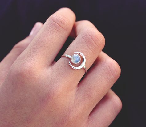 Rose Gold Stackable Rings, Celestial Ring, Ring Moonstone, Raw Stone Ring, Wife Christmas, Moon Ring, Birthday Gifts For Best Friend, Celestial Jewelry, Rings For Girls