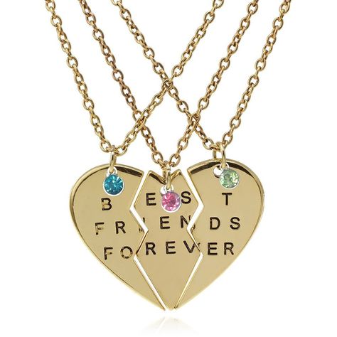 Bff Necklaces For Three, Necklaces For Three Best Friends, 3 Best Friends Chain, Three Friends Necklaces, Bestfriend Necklace For 5, Cheap Heart-shaped Friendship Necklaces, Birthstone Crystals, Forever Necklace, Trio Necklace