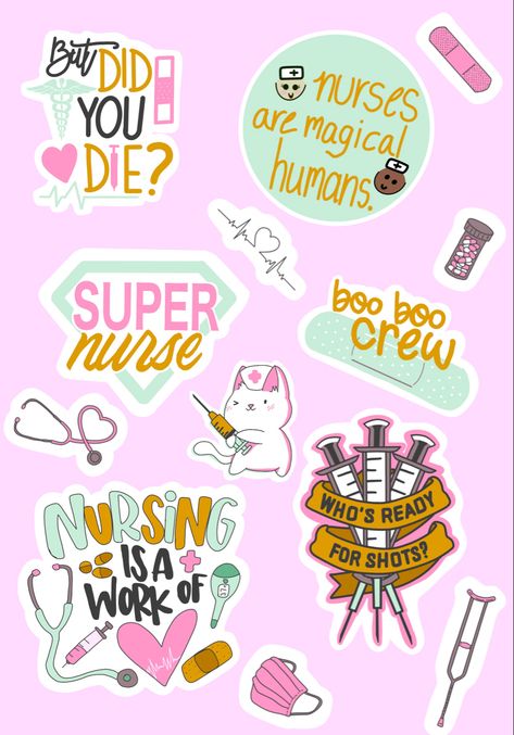 Nursing stickers design Nursing Printable Stickers, Nursing Stickers Free Printable, Medical Stickers Free Printable, Nursing Stickers, Nurse Clip Art, Nursing Wallpaper, Nurse Ideas, Student Clipart, Nursing School Motivation