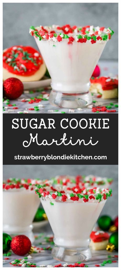 Sugar Cookie Martini | This 3 ingredient Sugar Cookie Martini will be your new favorite way to ring in the holidays! #ChristmasSweetsWeek #sponsored #martini #sugarcookie #sugarcookiemartini #cocktailrecipes #cocktails #Chrsitmascocktail #christmas #strawberryblondiekitchen Cookie Martini Recipe, Sugar Cookie Martini Recipe, Easy Martini, Sugar Cookie Martini, Cookie Martini, Strawberry Blondie, Yummy Sugar Cookies, Easy Cocktail, Tasty Drinks