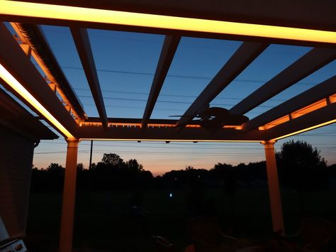 Custom Pergola with LED lights Custom Pergola, Curved Pergola, Led Rainbow, Rainbow Lights, Rainbow Light, Led Strip Lighting, Led Strip, Strip Lighting, Pergola