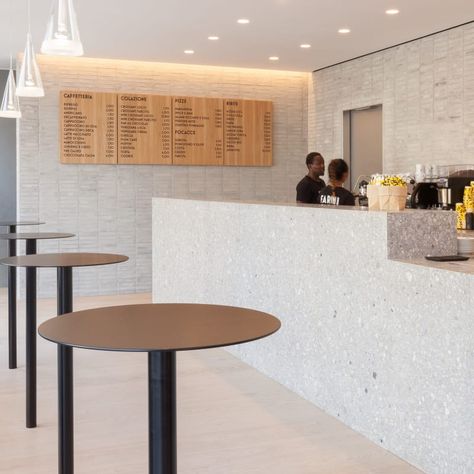 John Pawson · Farini Bakery Café Design, John Pawson, Standing Table, Outdoor Chaise Lounge Chair, Patio Chair Cushions, Counter Design, Bakery Design, Coffee Shop Design, Retro Interior