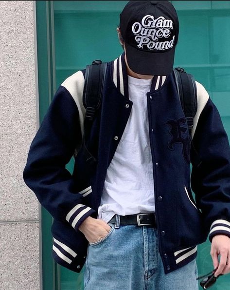 Varsity Jacket Outfit Mens, Joo Woo Jae, Varsity Outfit, Varsity Jacket Outfit, Jacket Outfit, Boys Jacket, Sports Jacket, Jacket Outfits, Boy Outfits