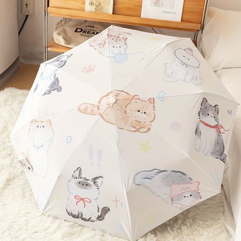 Kawaii Umbrella, Umbrella Cartoon, Cat Umbrella, Portable Umbrella, Cute Umbrellas, Mini Umbrella, Automatic Umbrella, Travel Umbrella, Three Fold