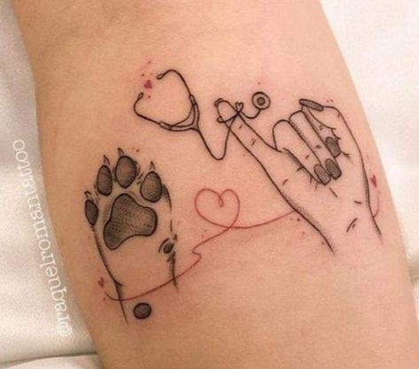 Veterinarian Tattoo, Vet Tech Tattoo, Animal Lover Tattoo, Tech Tattoo, Tattoo For Boyfriend, Animal Tattoo Ideas, Feminine Tattoo Sleeves, Girl Arm Tattoos, Bull Tattoos