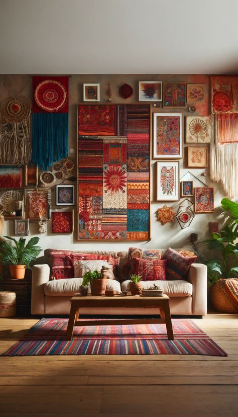 21 Wall Decoration Ideas That Will Transform Your Space 🌟✨ Bohemian Style Living Room, Bohemian Style Living, Contemporary Hallway, Farmhouse Style Dining Room, Patterned Cushions, Geometric Shelves, Wall Decoration Ideas, Modern Entryway, Contemporary Dining Room