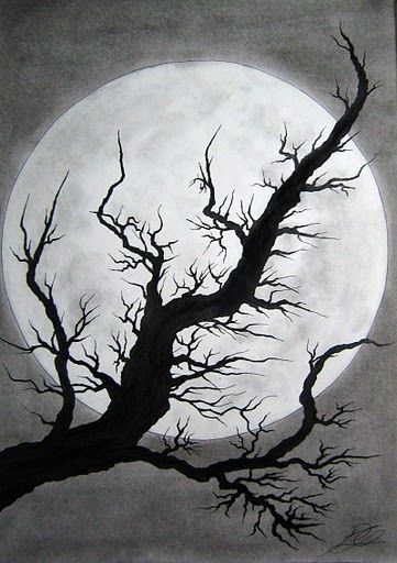 Were origonally watercolour paper and watercolour paint with pen ... Moon Ideas Drawing, Moonlight Sketch Pencil, Full Moon Sketch Pencil, Moon And Trees Painting, Black Ink Drawing Ideas, How To Draw The Moon, Nice Drawing Ideas, How To Draw A Moon, Big Drawings Ideas