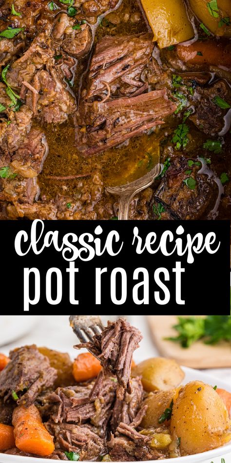 Juicy Pot Roast, Best Pot Roast Recipe, Soft Potatoes, The Best Pot Roast, Oven Roast Beef, Roast Beef And Potatoes, Oven Pot Roast, Crockpot Roast Recipes, Roasted Potatoes And Carrots