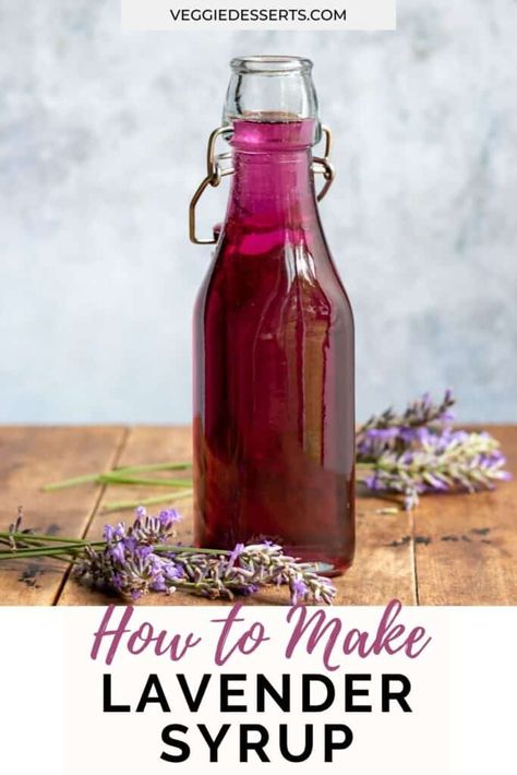 Lavender Syrup Recipe, Edible Lavender, Veggie Desserts, Simple Syrups, Vegan Lemon Cake, Sweet Sauces, Purple Food Coloring, Lavender Syrup, Peach Syrup