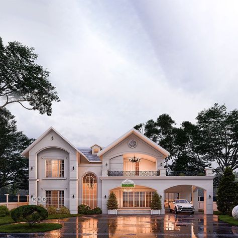 Colonial style house plan British Colonial Style House, Colonial House Design, Modern House Architecture Design, 4 Bedroom Modern House, Modern House Architecture, Kerala Home Design, Colonial House Exteriors, Colonial Style House, Sloping Roof